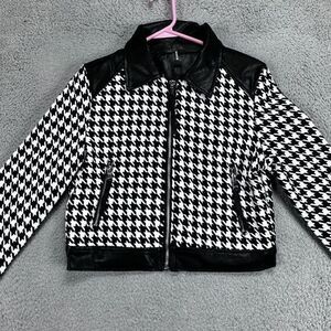 Venti6 Jacket Womens Small Black White‎ Houndstooth Plaid Full Zip Ladies NEW